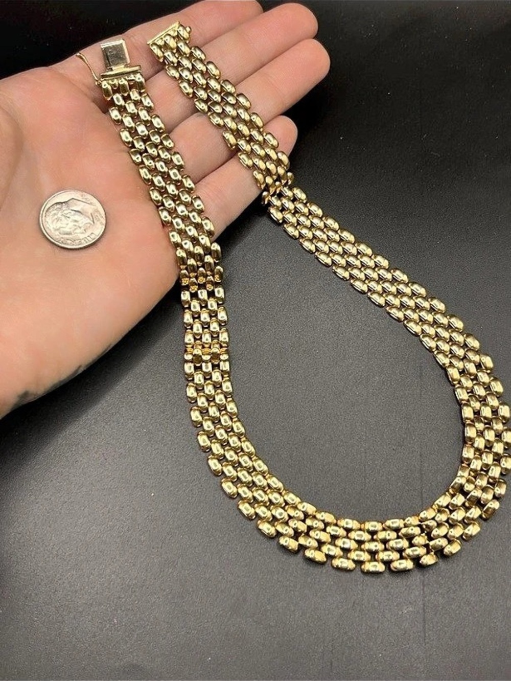 Gold Multi-Strand Textured Chain Necklace
